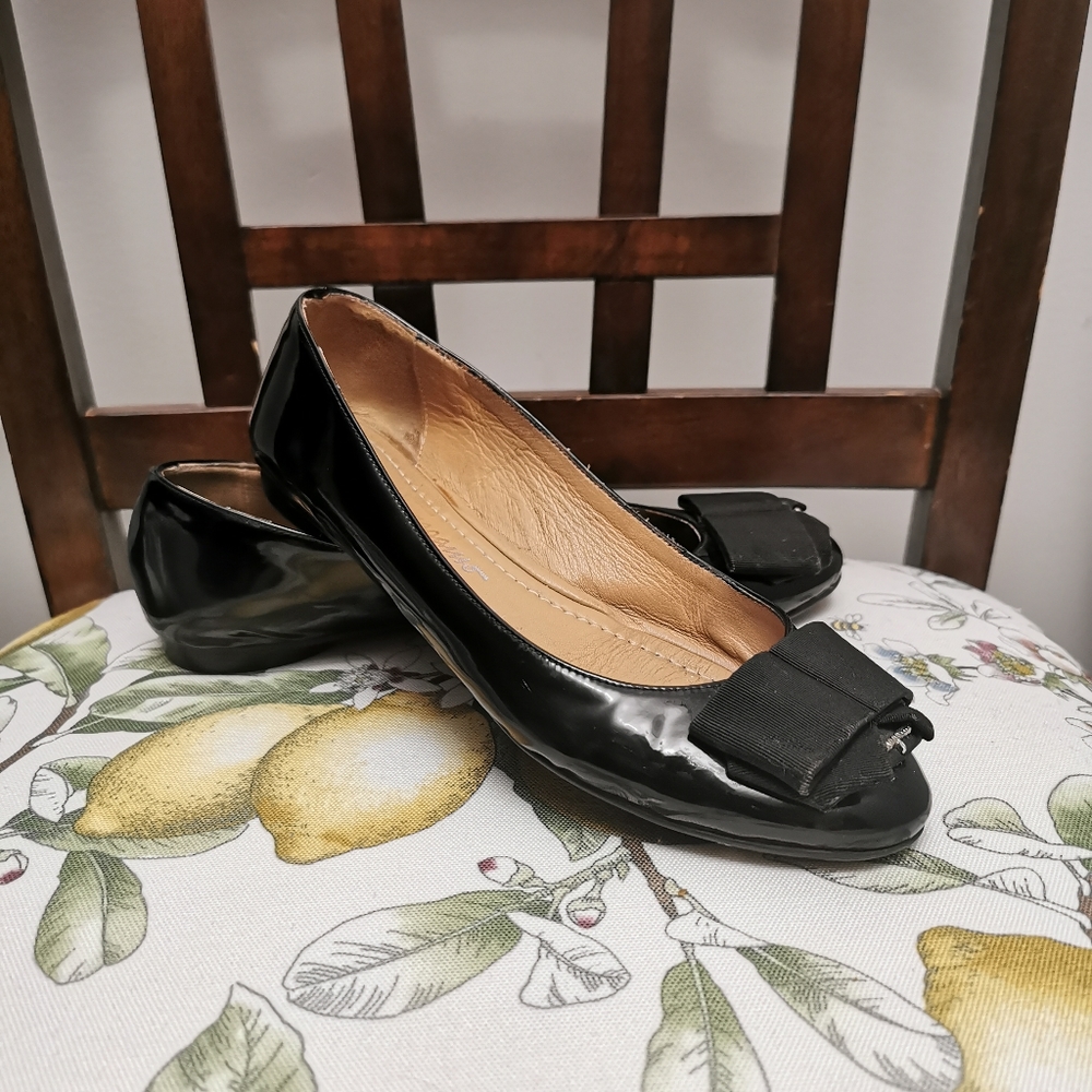 Salvatore Ferregamo black patent leather flats